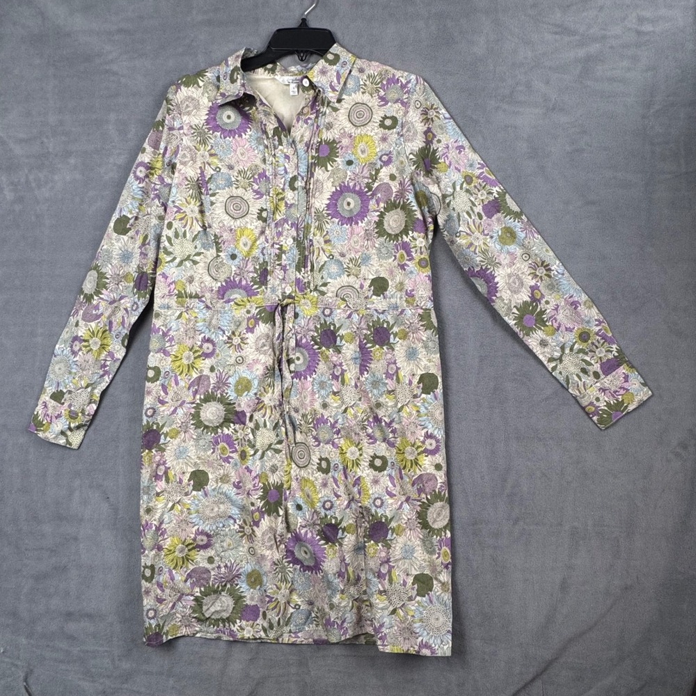 Brooks Brothers Liberty Art Fabrics Floral Shirt Dress Purple Green Cotton 6